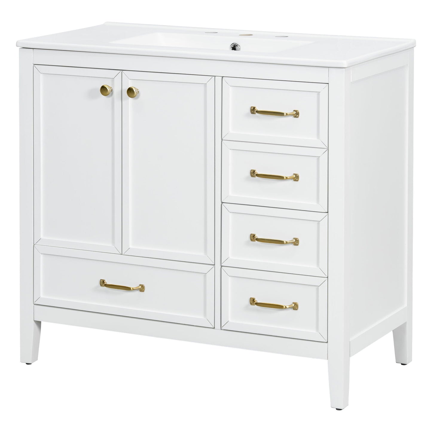 Elegant Vintage Bathroom Vanity With Sink and Soft Closing Drawers