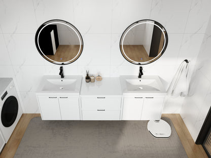 72" Bathroom Vanity With Resin Sink, Soft Close Doors, and 1-Side Cabinet