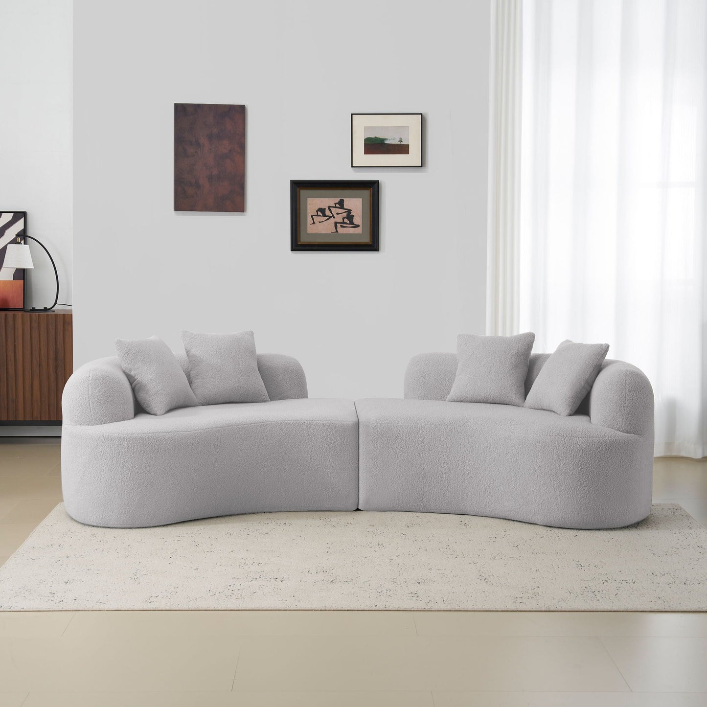 Curved 4 Seater Full Compression Sponge Sofa