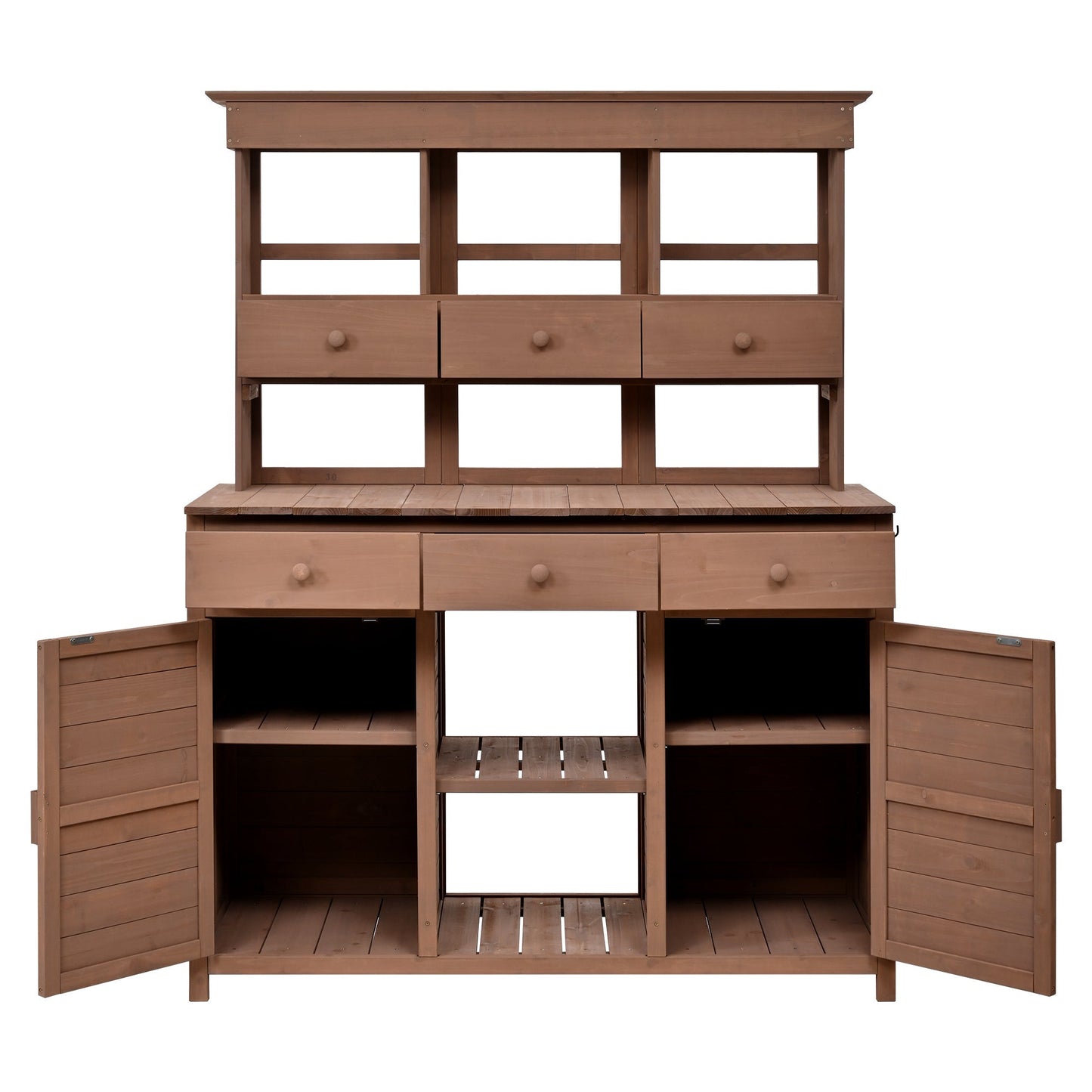 Topmax 65.7'' Tall Garden Potting Bench Table with Hutch