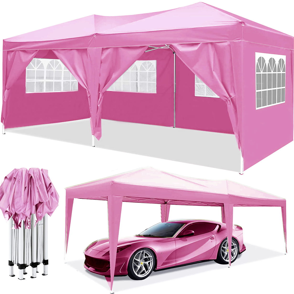10'x20' EZ Pop Up Canopy Outdoor Portable Party Folding Tent with 6 Removable Sidewalls