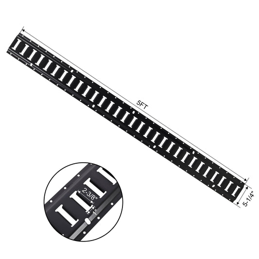 12 Pieces E Track Tie-Down Rail Kit for Trucks, Vans, Garages - Black
