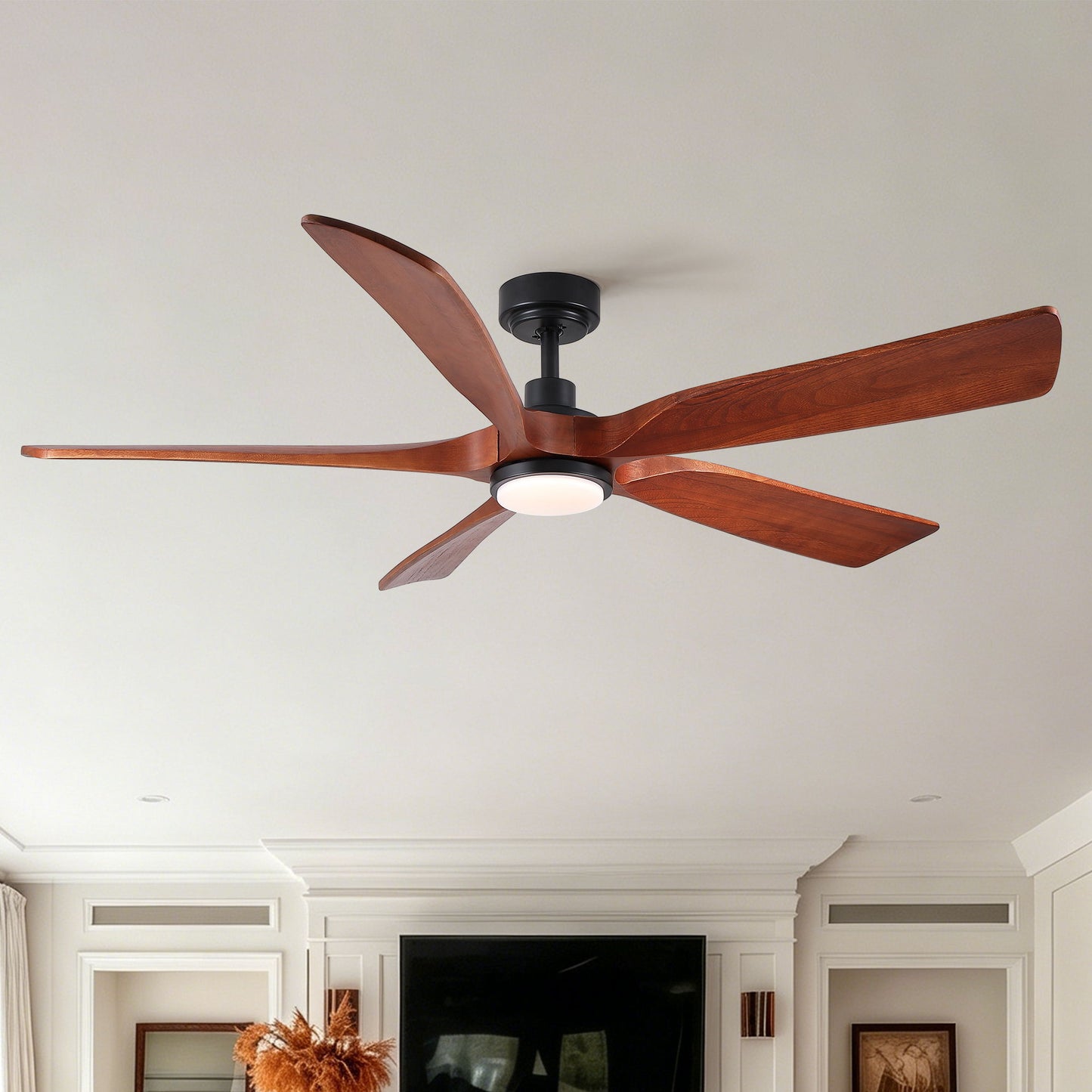 Ceiling Fan With Light And Remote Control, Noiseless, Dimmable, 6 Speeds Reversible For Indoor Or Covered Outdoor Use - Matte Black