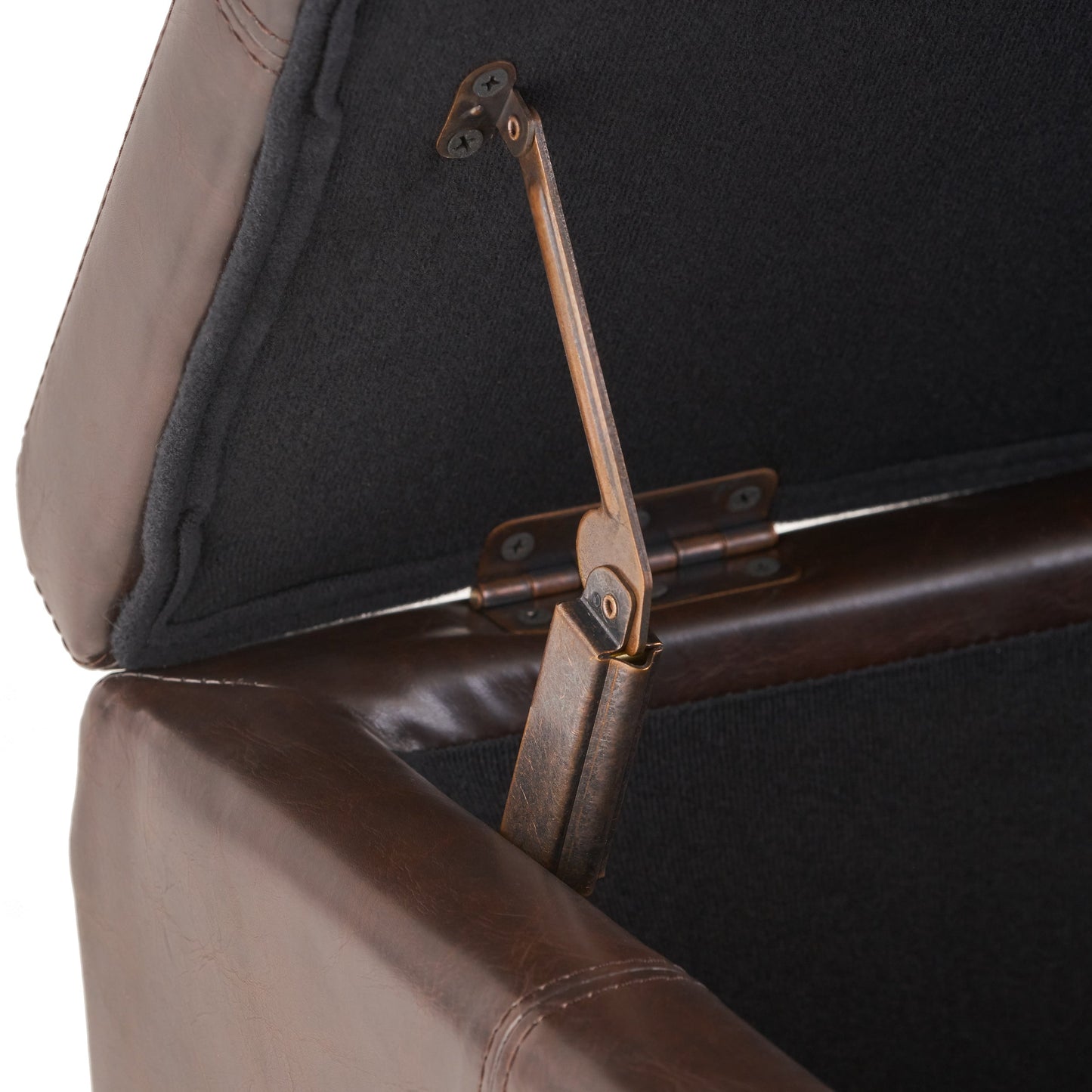 Upholstered PU Leather Storage Ottoman with Solid Wooden Legs
