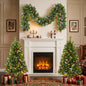 Pre-Lit Artificial Christmas Tree 3-Piece Set with LED Lights - Green