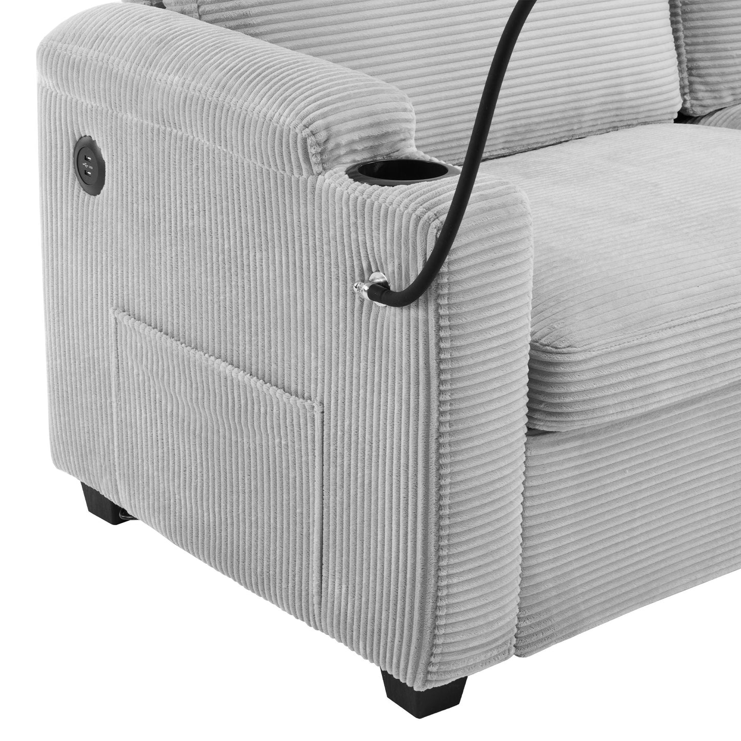 Sleeper Sofa Loveseat Sofa With Full Size Mattress, 2 USB Ports, 2 Cup Holders, 2 Side Pockets And Phone Holder