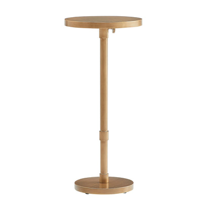 Morven - Adjustable Height Accent Table With Round Top - Antique Brass