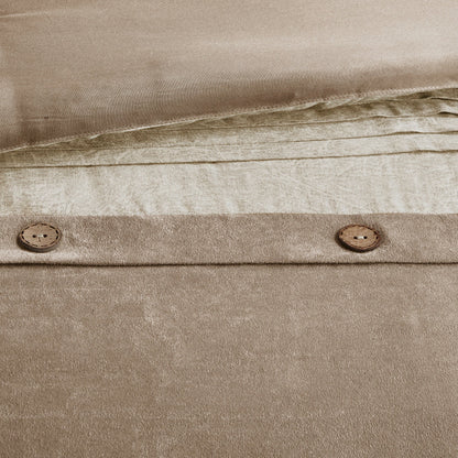7 Piece Faux Suede Comforter Set Tan Queen