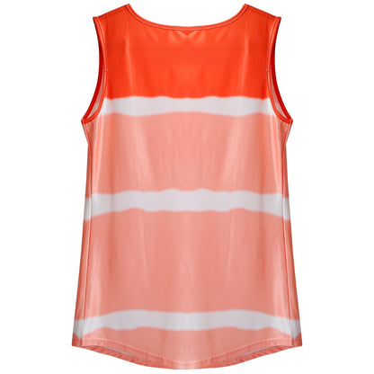 Women Tie-dye Sleeveless Tank Tops Summer Loose T Shirts Tops Button Down Shirts Vest Blouse Plus Size