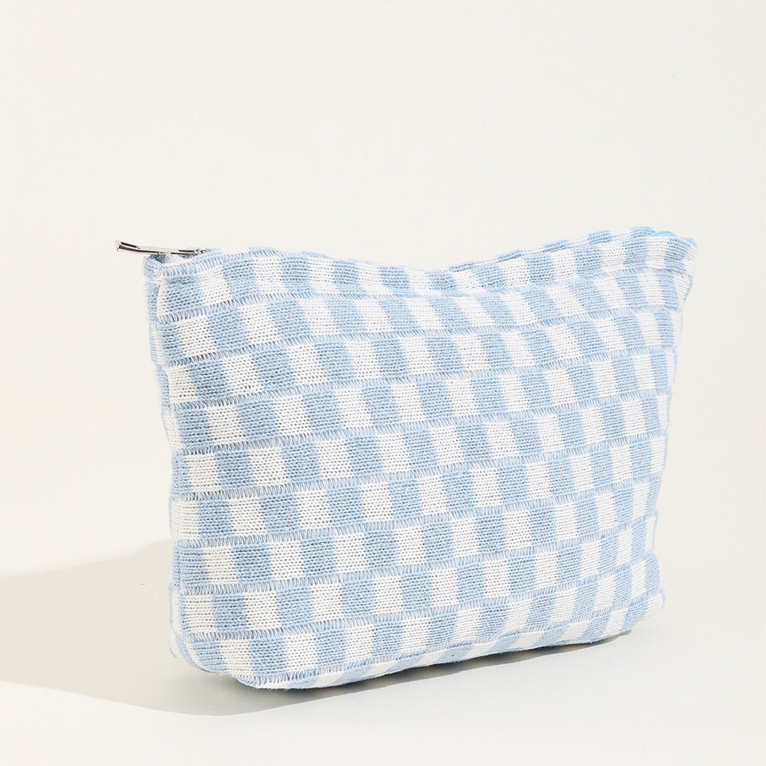 Large-capacity Yarn Checkerboard Makeup Bag