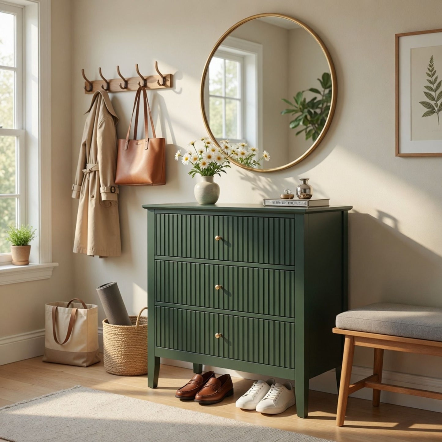 Fluted 3 Drawer Nightstand With Soft Close Slides