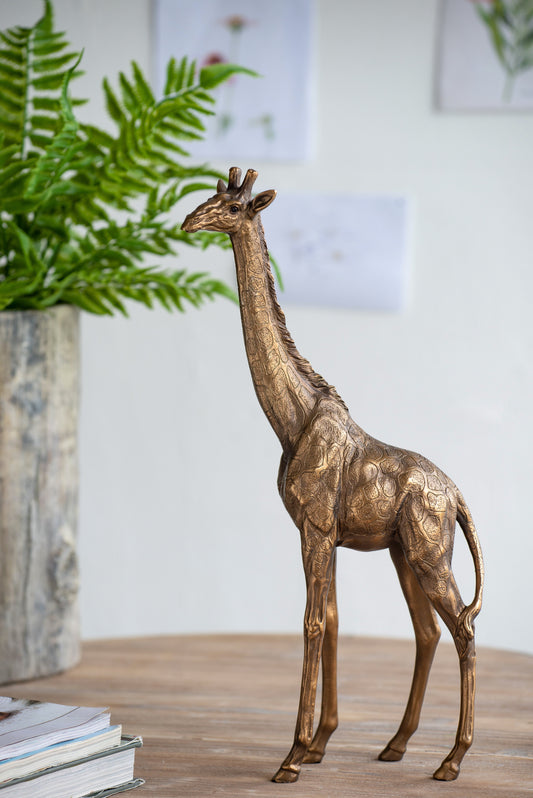 8.3x2.8x15.9" Giraffe Statuette, Animal Statue Decor