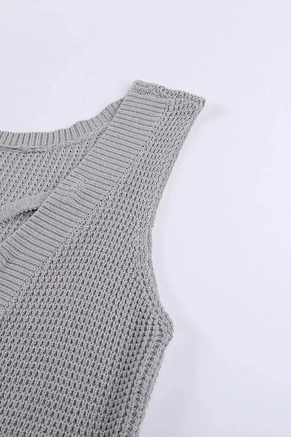 Gray Crisscross Hollow-out Knit Tank Top