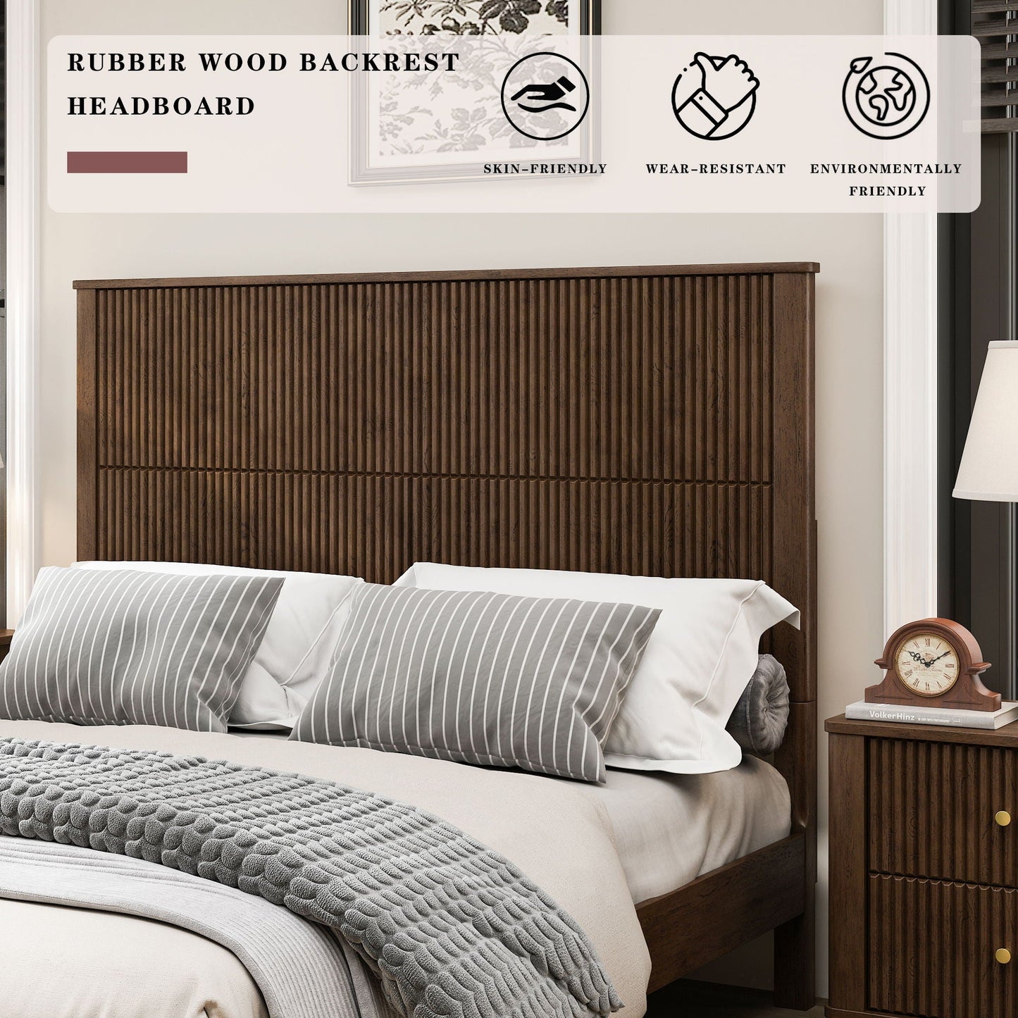 Platform Bed Frame & Tall Headboard
