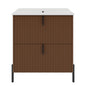 Fluted Bathroom Vanity With Ceramic Sink, Freestanding Design