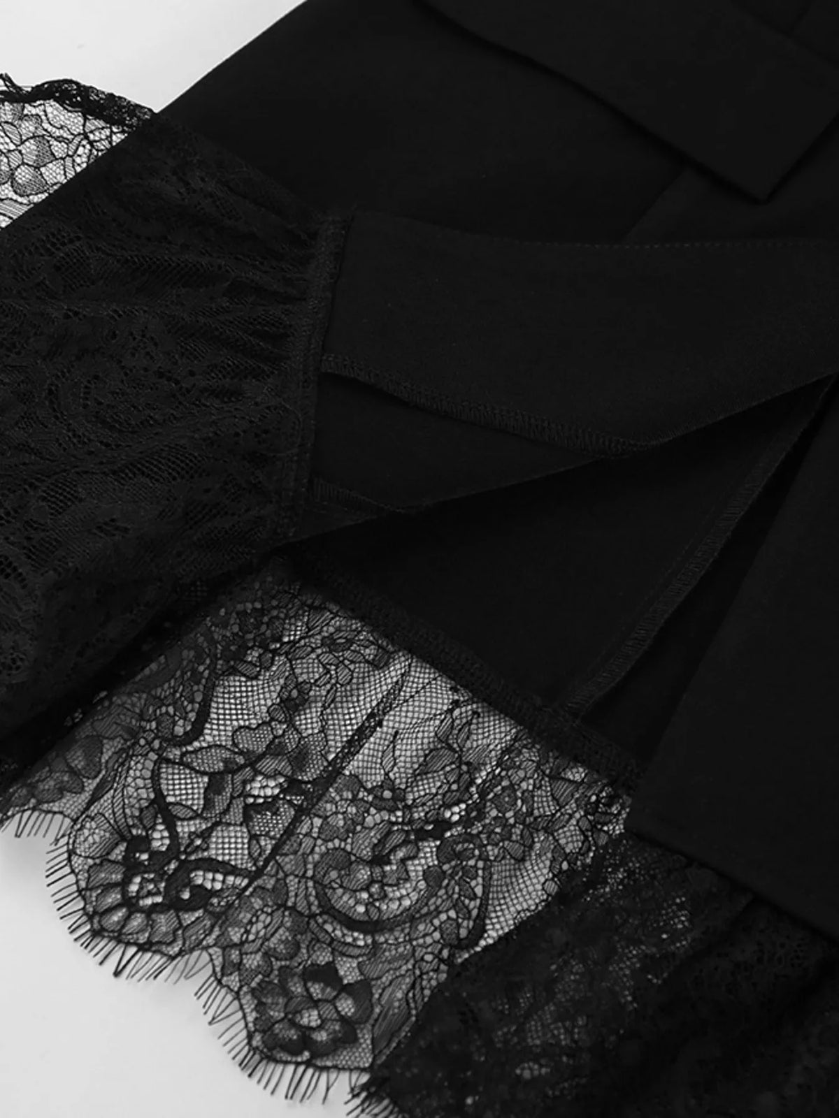 Lace Hem Lapel Collar Blazer