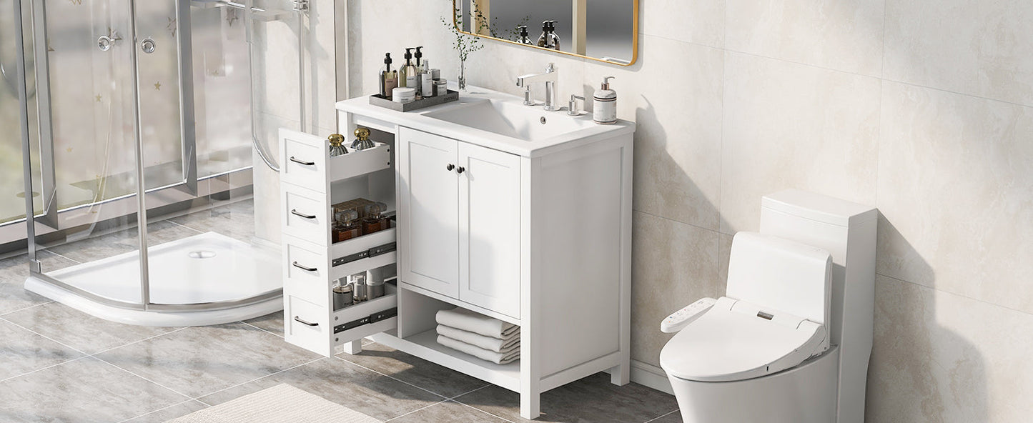 36" Bathroom Vanity with Sink Top and Storage Cabinet