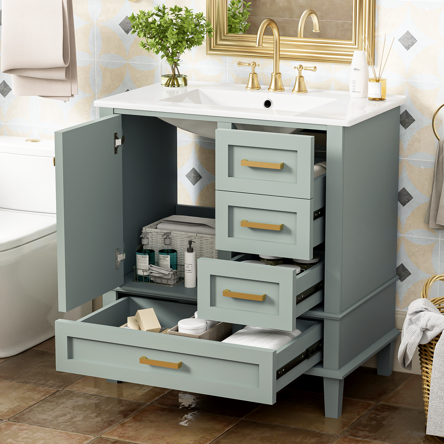 30" Bathroom Vanity with Sink Combo Set