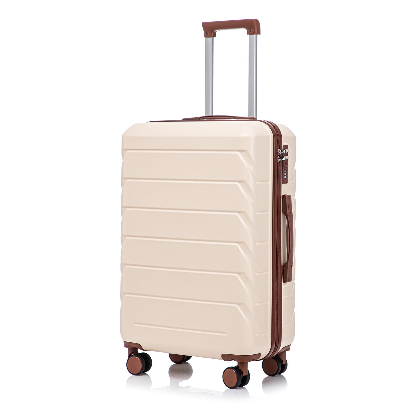 3-Piece ABS Spinner Wheel Luggage Set 20"/24"/28" Beige