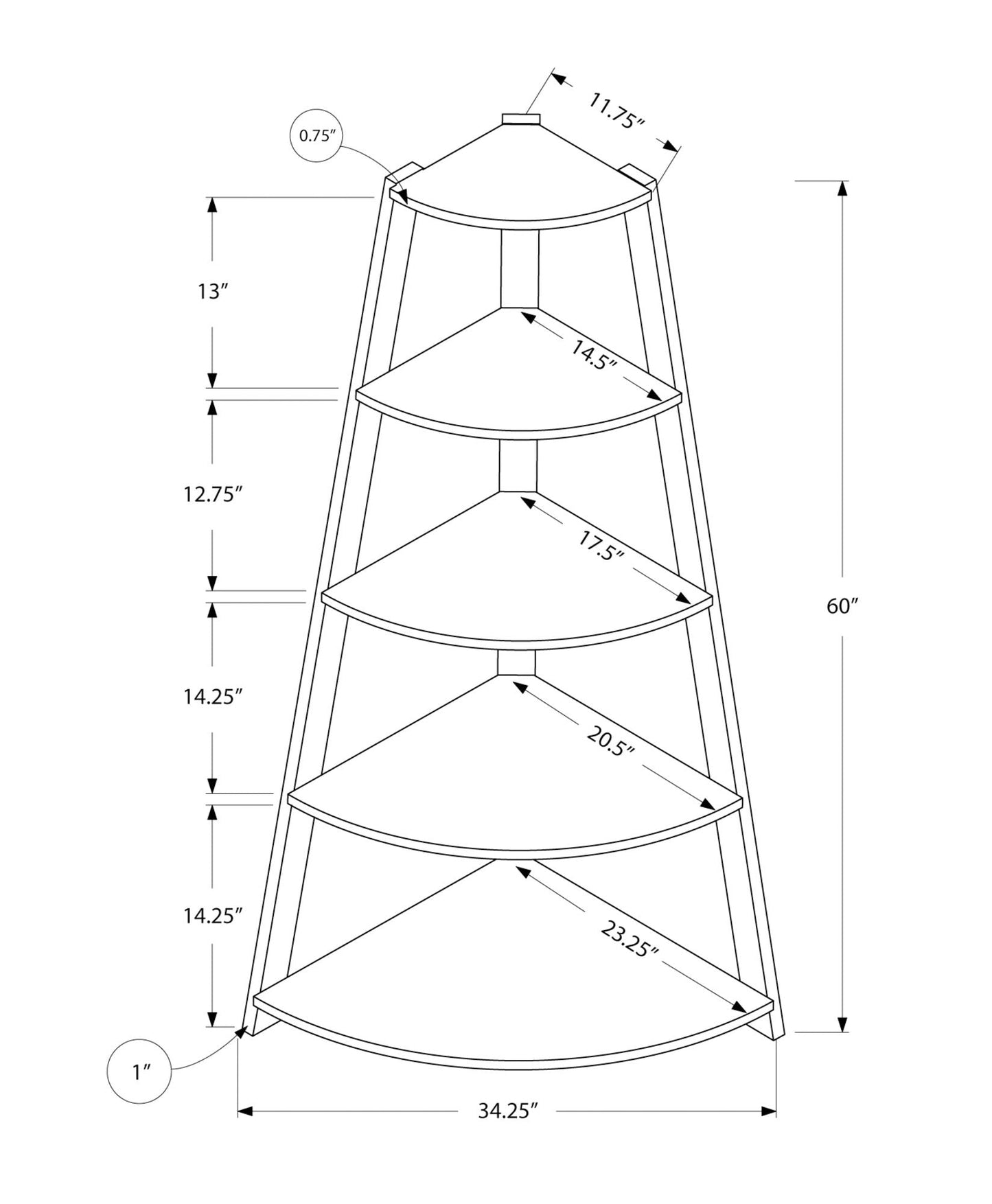 4-Tier Corner Bookshelf, Modern & Contemporary Style