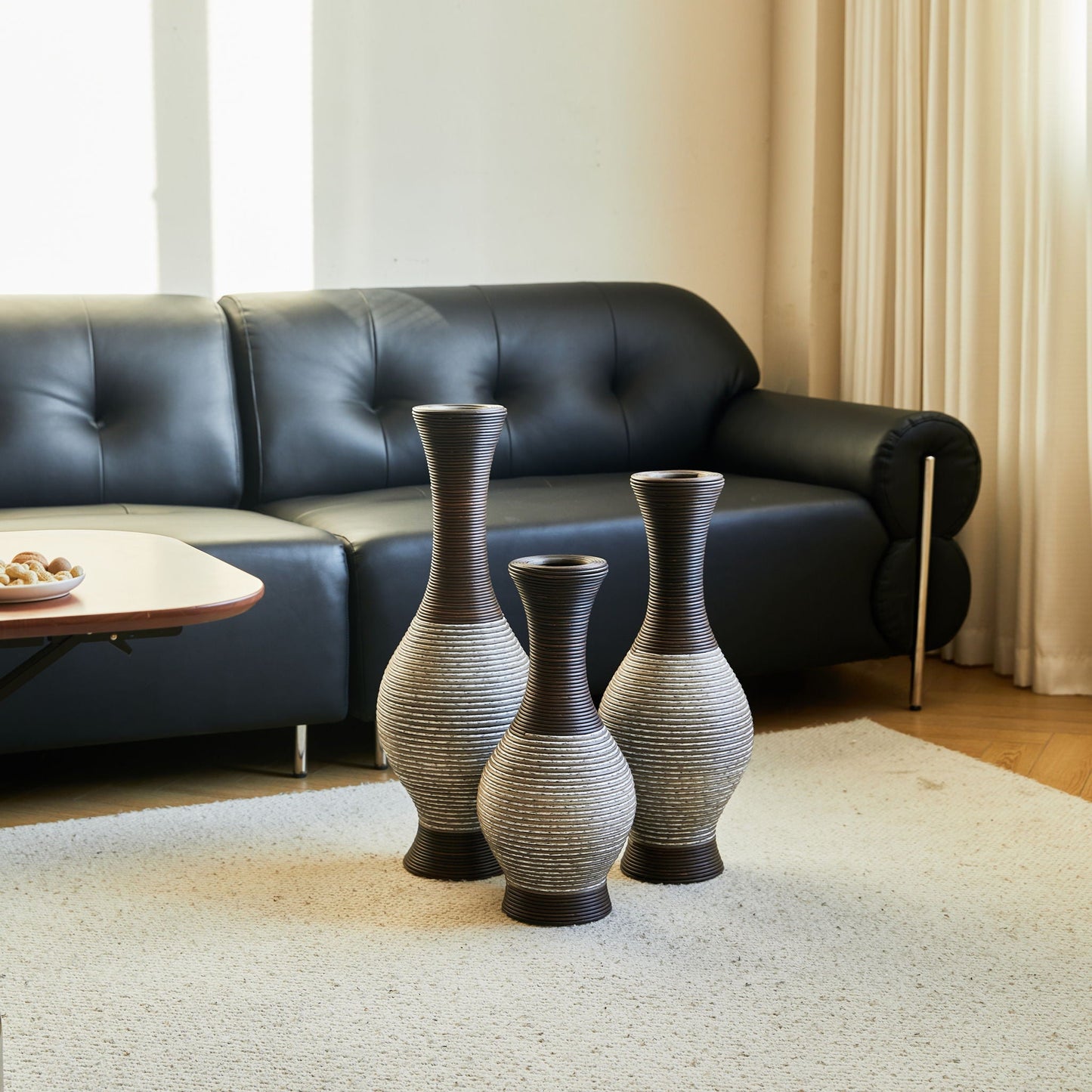 Tall Designer Floor Vase With Elegant 2 Tone