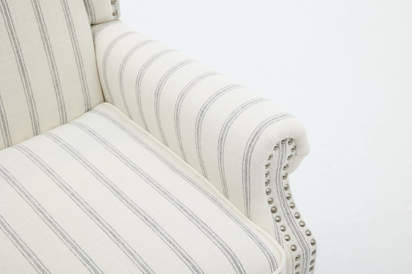 Modern Accent Chair with Retro Wood Legs and Floral Design