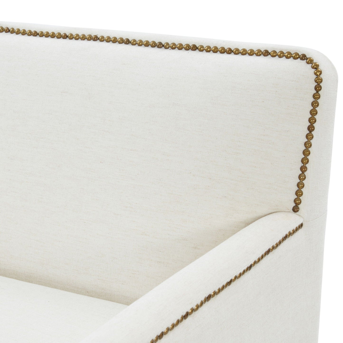 Tolland - Swivel Accent Chair With Antique Brass Nailhead Trim - Cream