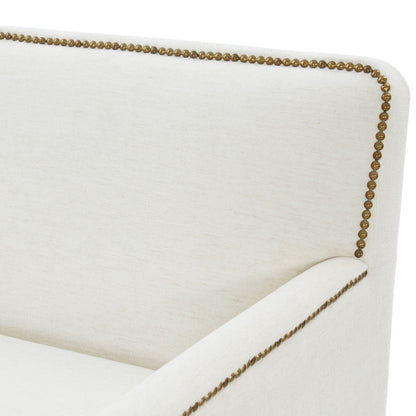 Tolland - Swivel Accent Chair With Antique Brass Nailhead Trim - Cream