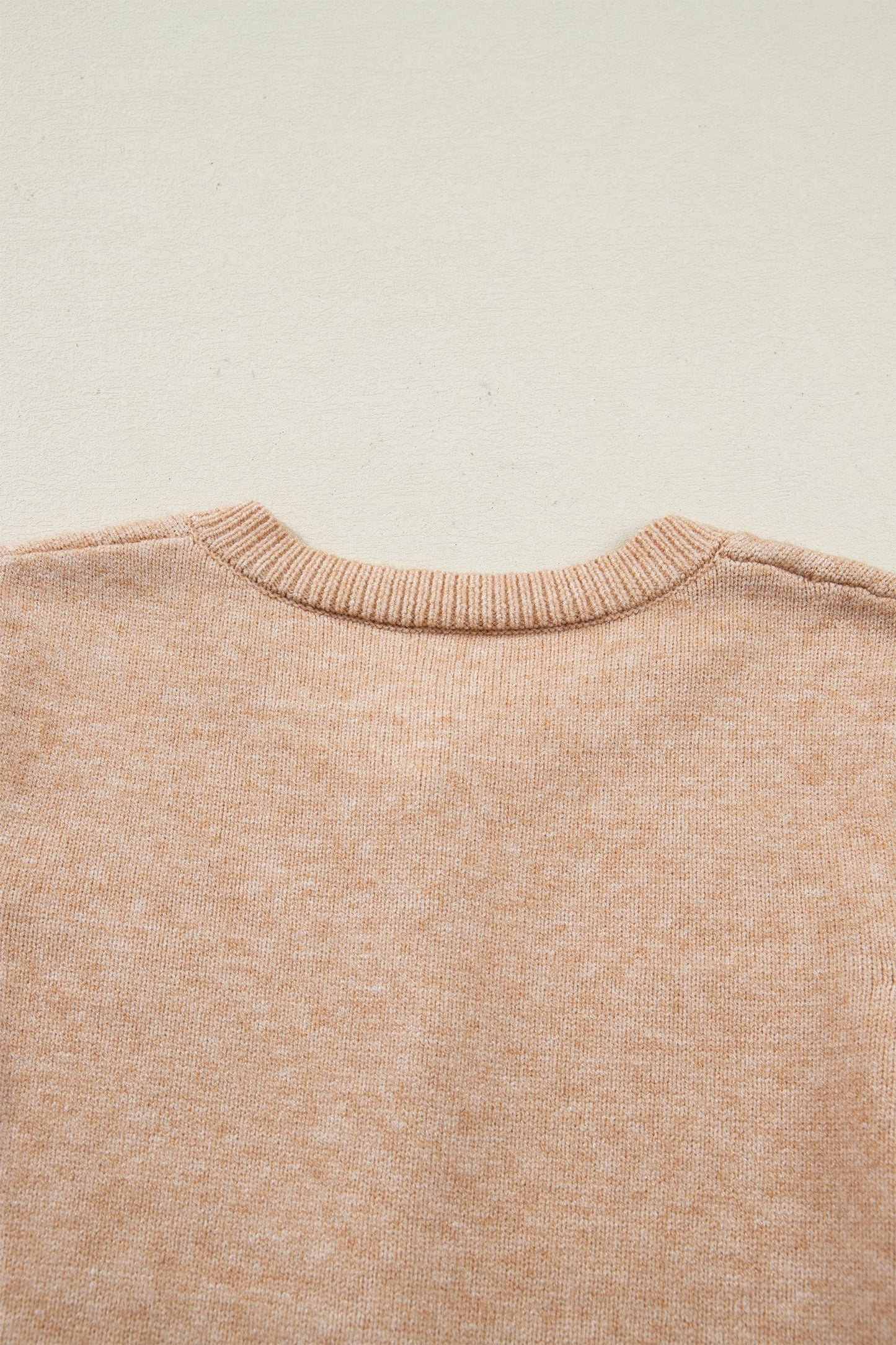 Yamileth Oatmeal Ruffle Trim Sweater