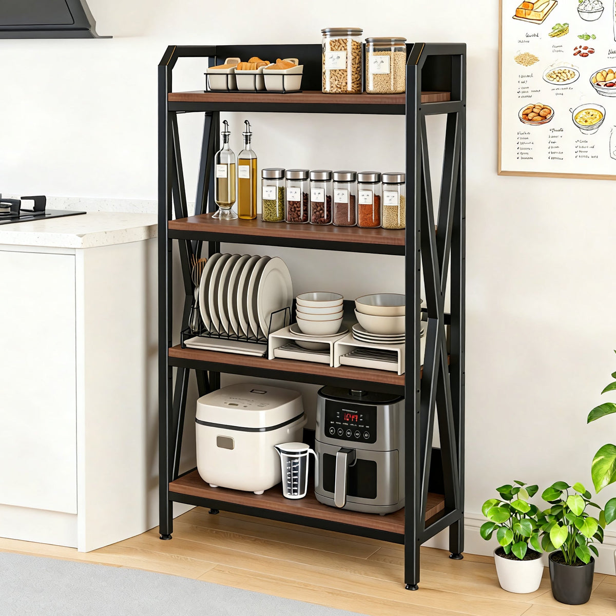 56.30'' Bakers Rack with 4-Level Storage Shelves