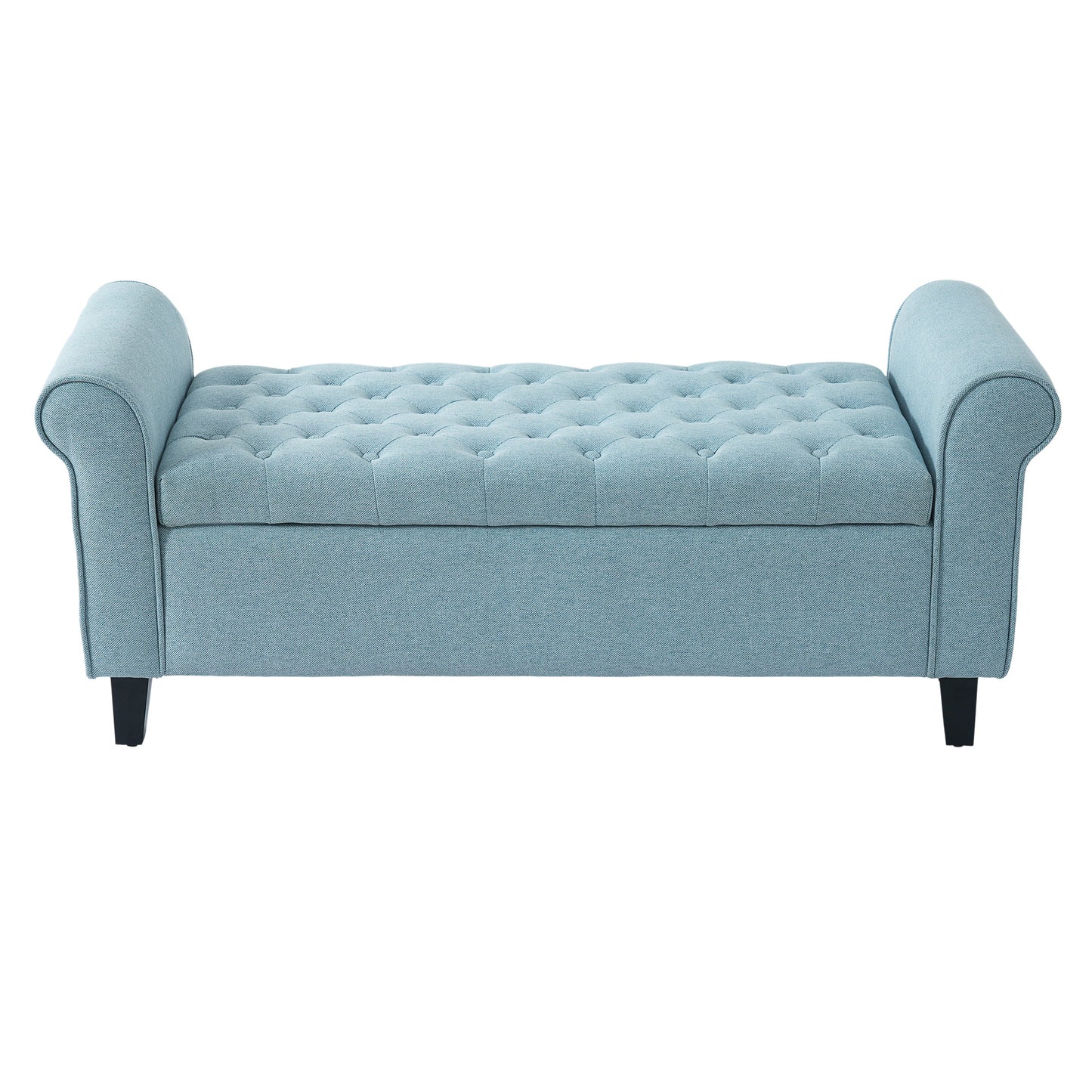 Light Blue Tufted Storage Bench