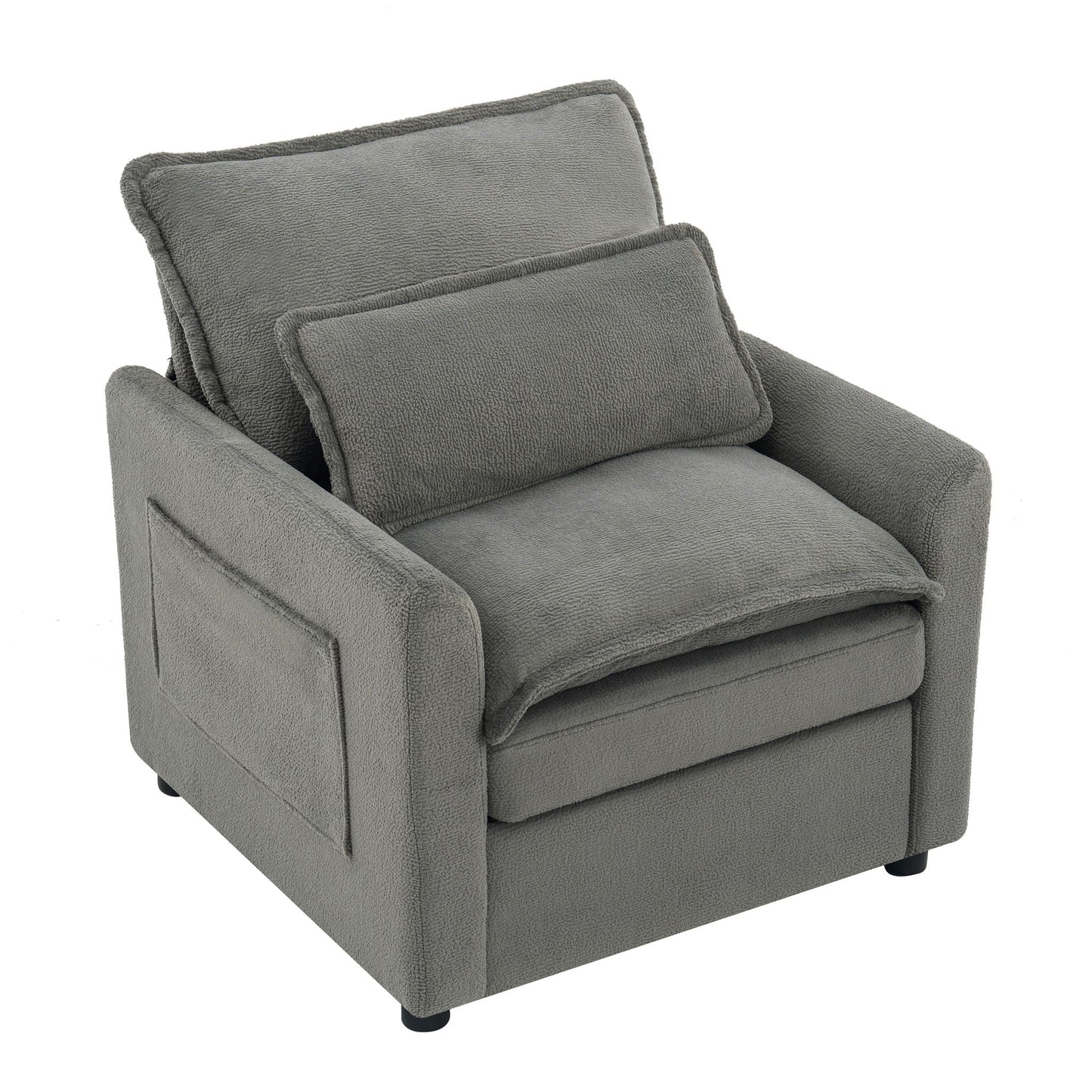Modern Single Seat Accent Chair With Side Storage Pockets