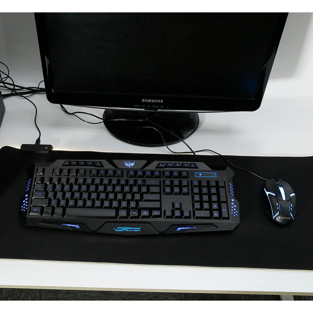 114-Key Wired Gaming Keyboard Mouse Set 3-Color Backlit Gaming Keyboard w/ RGB Colorful 1000 DPI Gaming Mouse