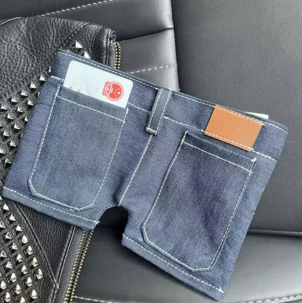 Jeans Wallet Foldable Denim Shaped Coin Purse And Card Holder