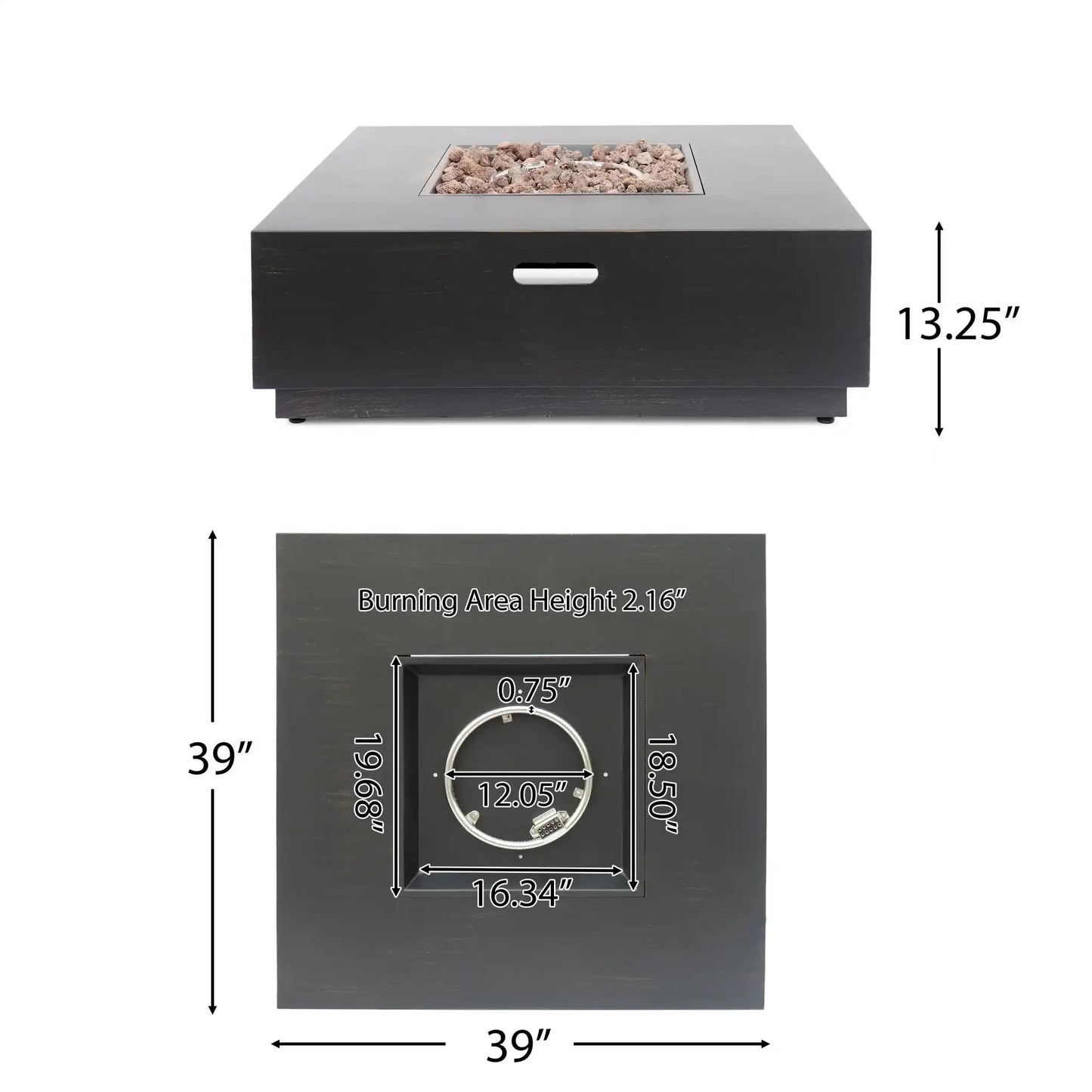 Modern Square Fire Pit With 50,000 BTU
