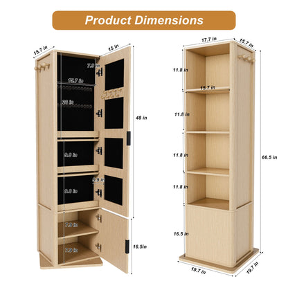 360° Rotating Makeup Cabinet With Full Length Mirror