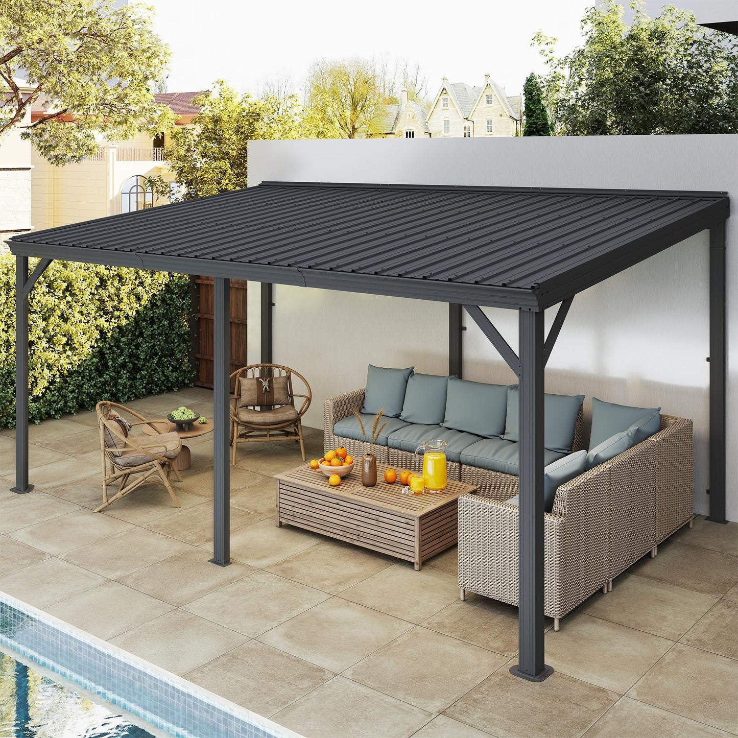 10'x16' Hardtop Wall Mounted Gazebo