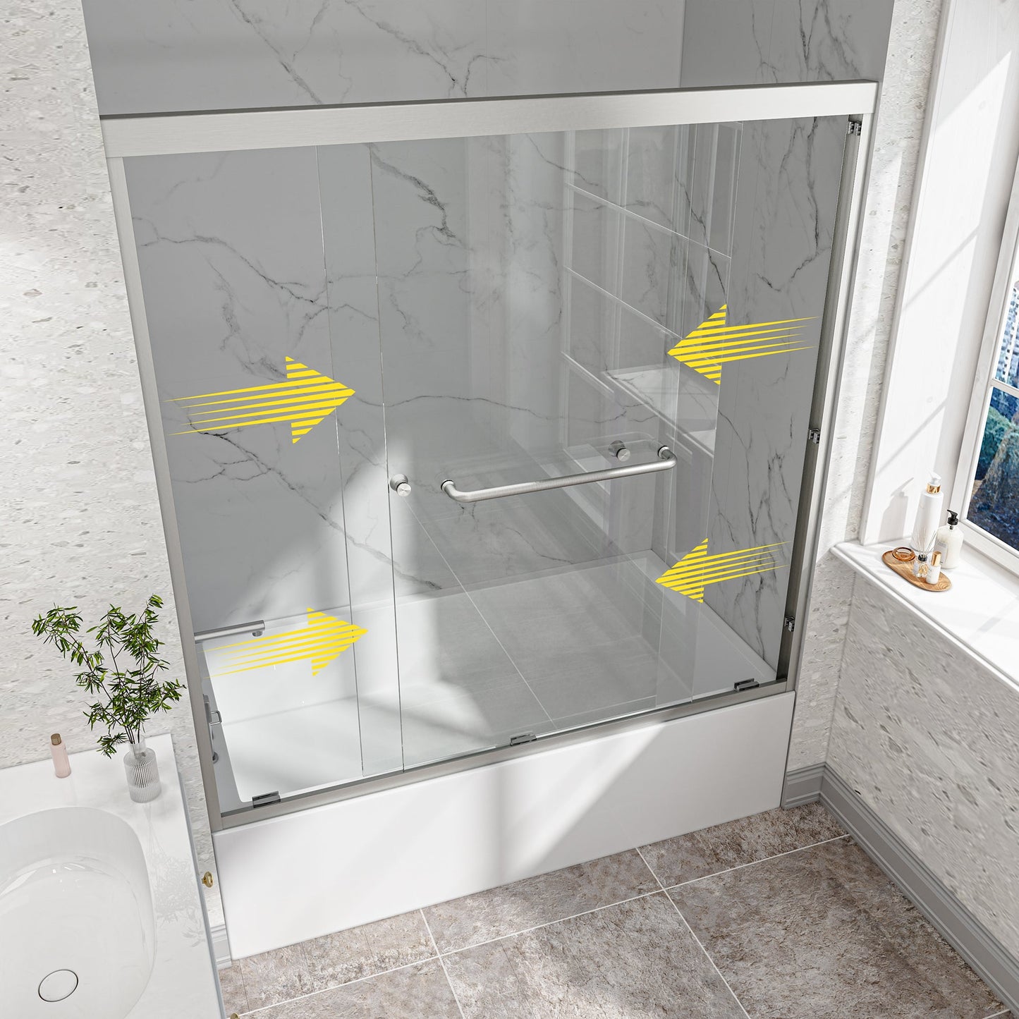 55-60" W x 60" H Brushed Nickel Double Bypass Sliding Shower Door