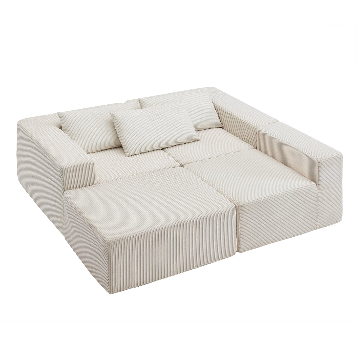 107" Compressed Sectional Sofa (Beige)