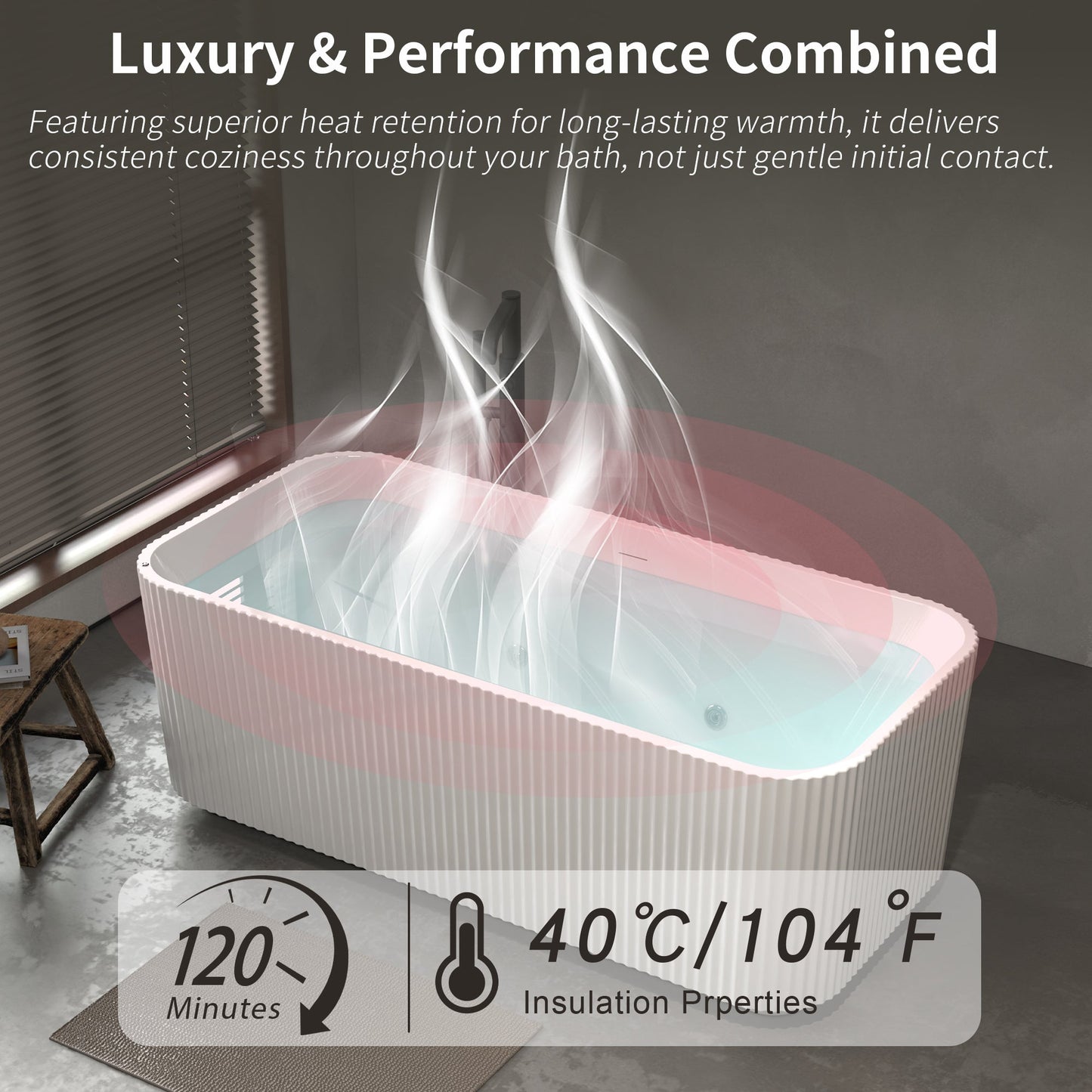 67" Rectangle Linear Acrylic Massage Whirlpool Freestanding Bathtub