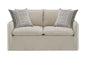 Upendo - Pattern Linen Loveseat With 2 Toss Pillows - Beige
