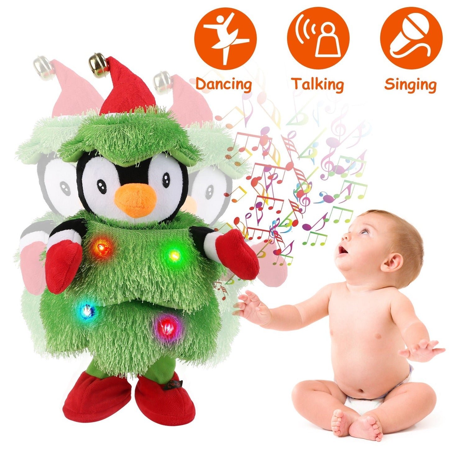 Electric Dancing Singing Plush Toy Twisting Penguin Toy Talking Interactive Mimicking Funny Songs Wiggly Dance Kid Christmas Gift