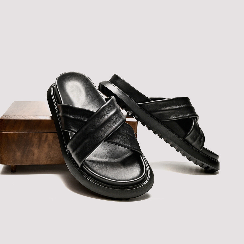 Mens Stylish Casual Cross-strap Beach Sandals With A Soft