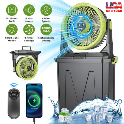 Portable Misting Fan with 10L Bucket & 20000mAh Battery