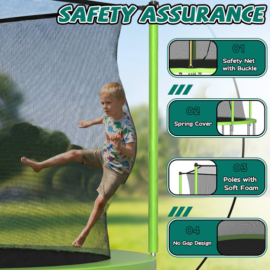 14FT Sports Fitness Trampoline with Enclosure Net