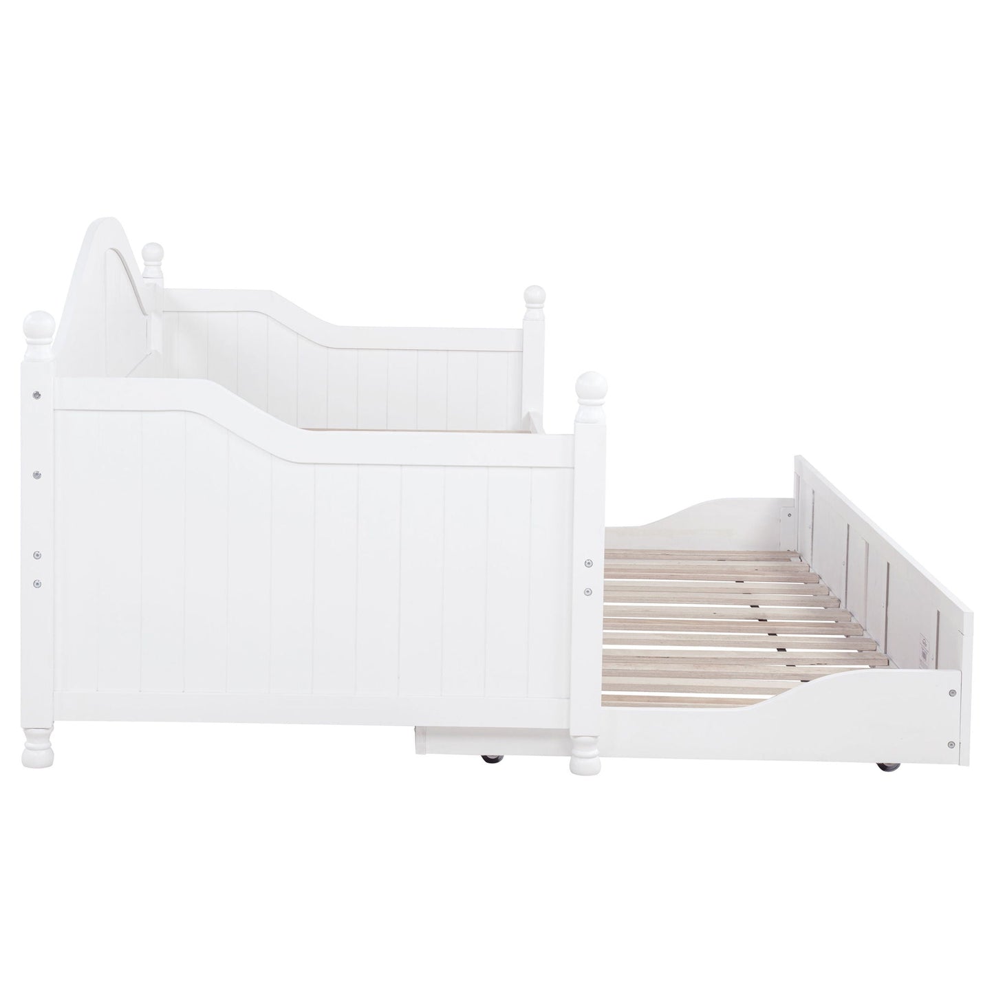Twin Daybed With Trundle Storage Bed - White