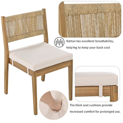 U_Style Multi-Person Outdoor Acacia Wood Dining Table and Chair Set