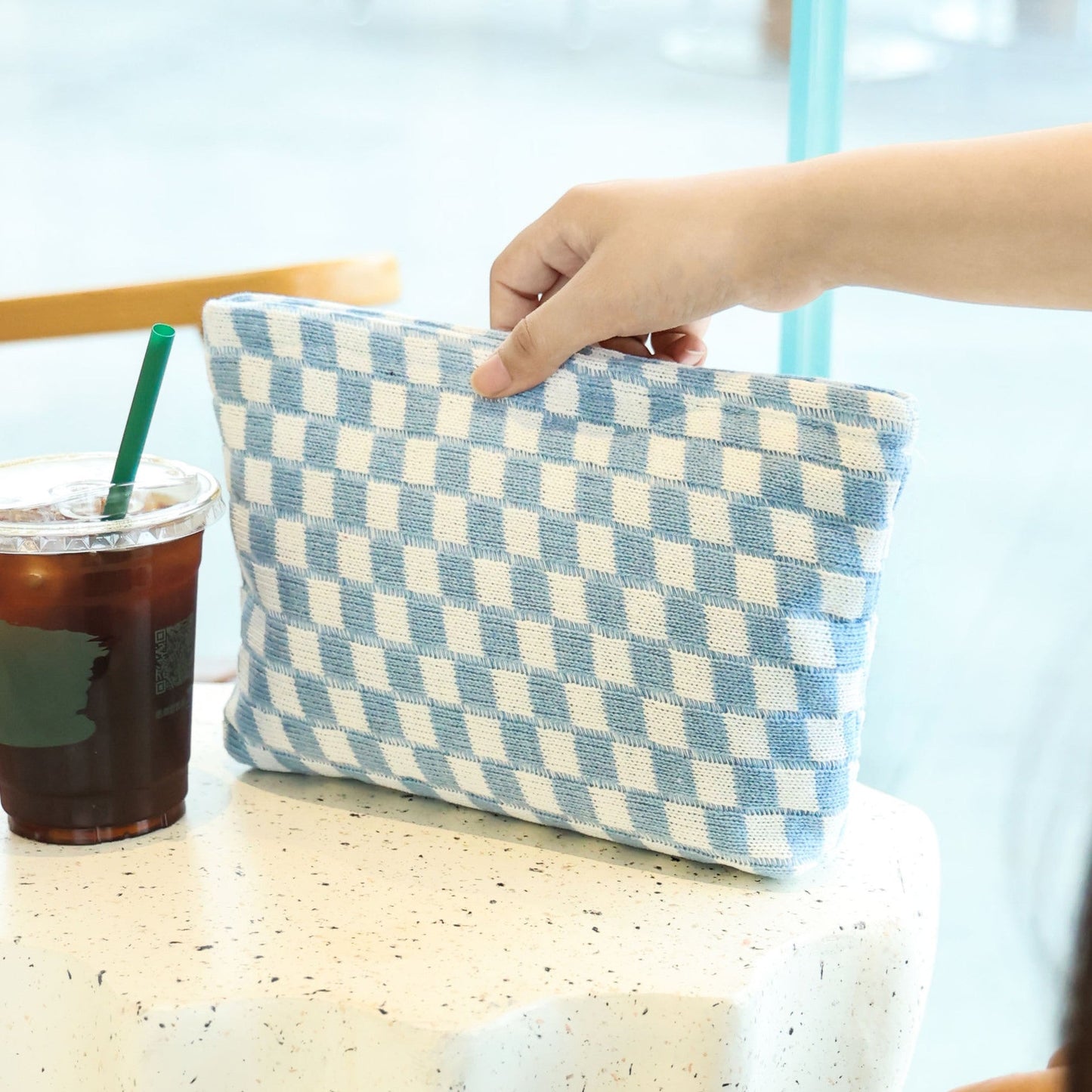 Large-capacity Yarn Checkerboard Makeup Bag