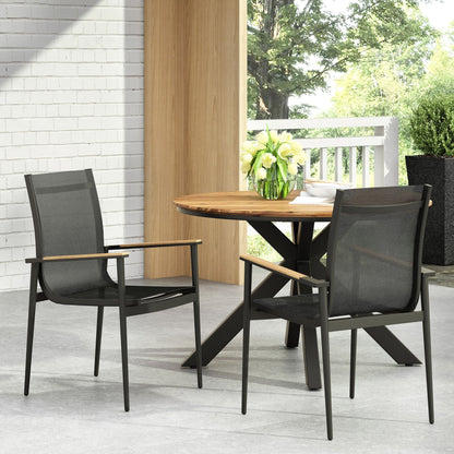 Barrister Dining Chair Set of 2 - Black / Natural