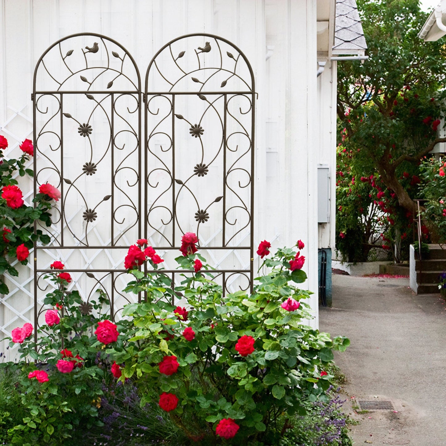 4 Pack Metal Garden Trellis 86.7" x 19.7" Rustproof for Climbing Plants